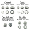 Image of 8/10mm Click Double Domes for Siemens, Miracle Ear, Rexton Hearing Aids- 6 Pack